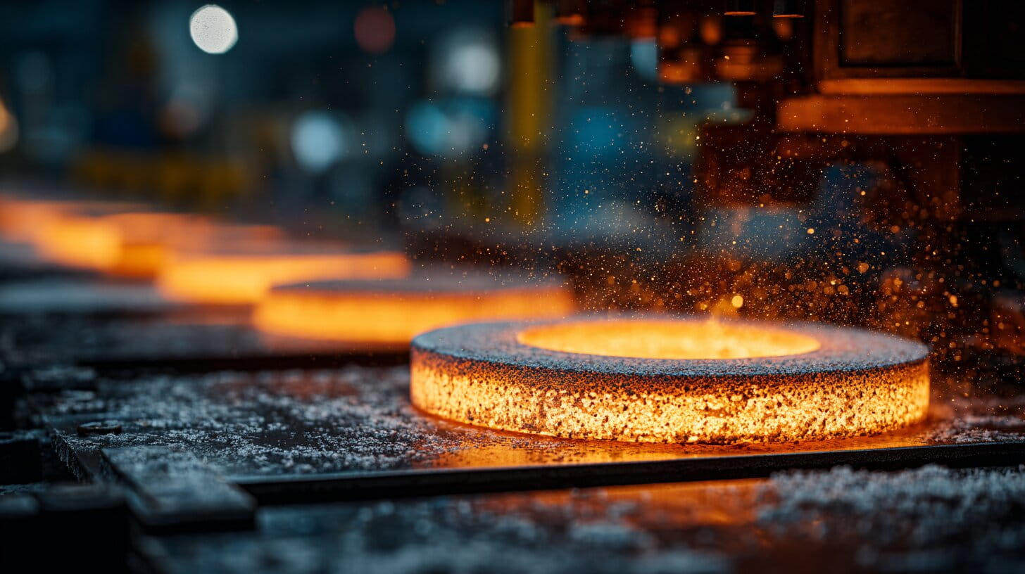 A ceramic matrix composite component glowing under extreme temperature testing in a UK manufacturing facility